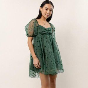 DRESSED IN LALA | BaeVely Hunter Green Polka Dot Babydoll Dress